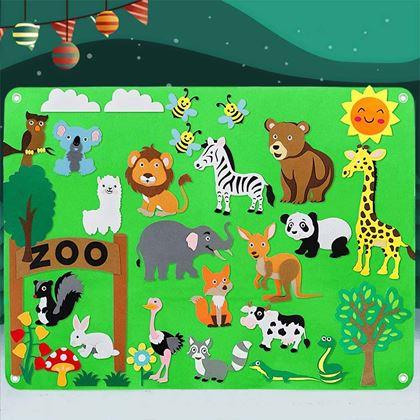 Obrazek z Filcowa tablica edukacyjna dla dzieci - zoo