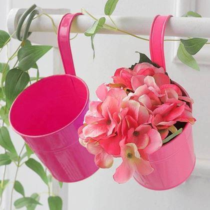 Obrazek z Wisząca doniczka na balkon - różowa