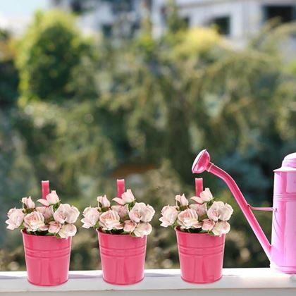 Obrazek z Wisząca doniczka na balkon - różowa