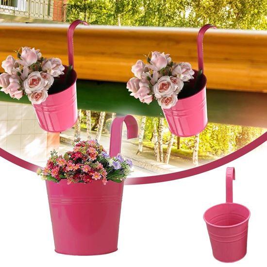 Obrazek z Wisząca doniczka na balkon - różowa