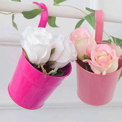 Obrazek z Wisząca doniczka na balkon - różowa