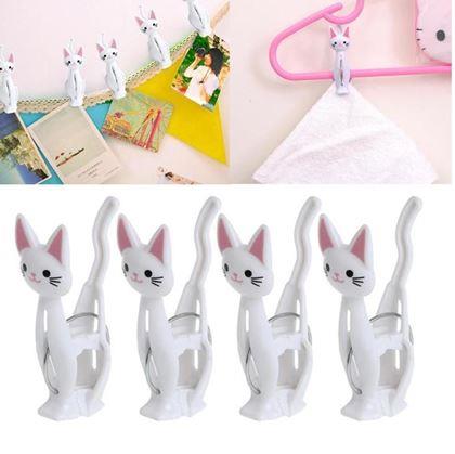 Obrazek z Klamerki na pranie Kot 4 szt.  -  białe