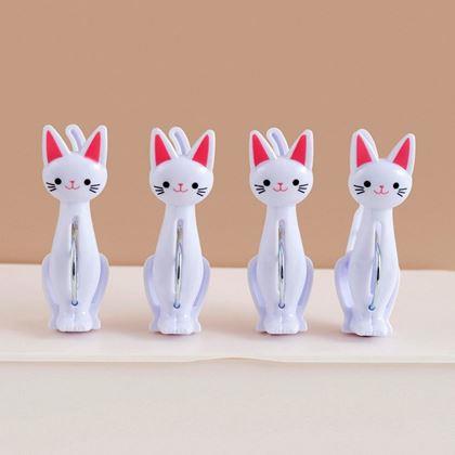 Obrazek z Klamerki na pranie Kot 4 szt.  -  białe