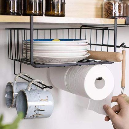 Obrazek z Wieszany metalowy koszyk z haczykami - czarny