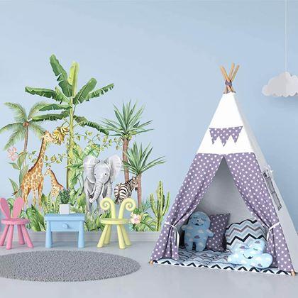 Obrazek z Dziecięce naklejki na ścianę – zwierzęta z dżungli