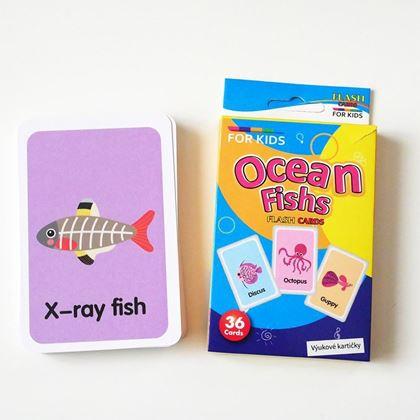 Obrazek z Zestaw 36 edukacyjnych fiszek w języku angielskim -  morskie zwierzątka