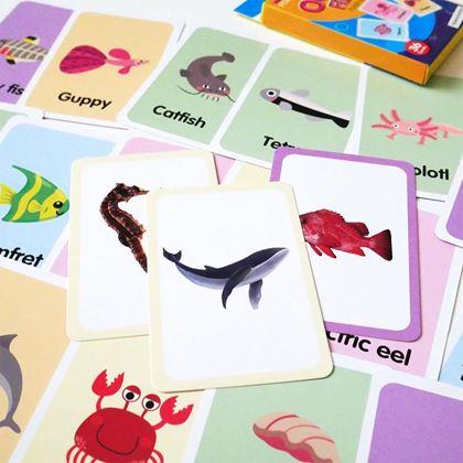 Obrazek z Zestaw 36 edukacyjnych fiszek w języku angielskim -  morskie zwierzątka