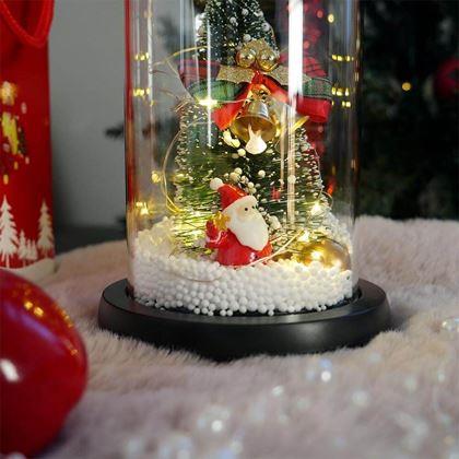 Obrazek z Świecąca choinka bożonarodzeniowa w szklanym wazonie w opakowaniu prezentowym