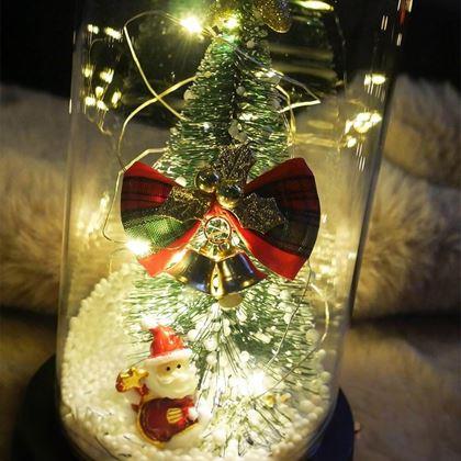 Obrazek z Świecąca choinka bożonarodzeniowa w szklanym wazonie w opakowaniu prezentowym