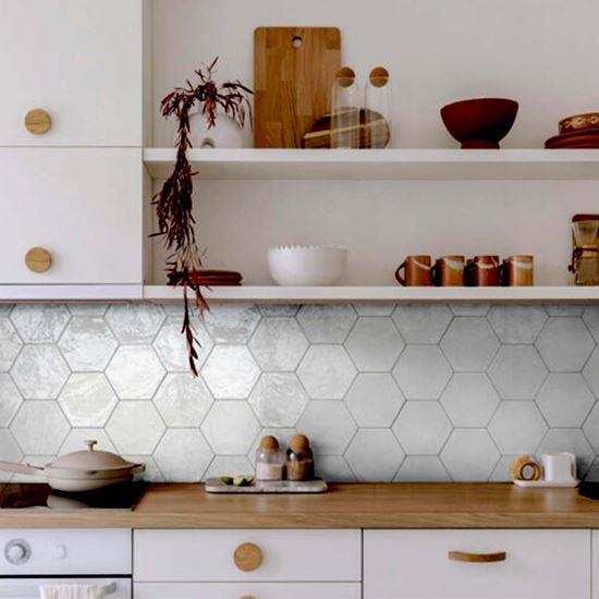 Obrazek z 10 sztuk samoprzylepnych paneli sześciokątnych - szara mozaika