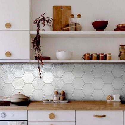 Obrazek z Tapeta heksagon 10 sztuk - szara mozaika