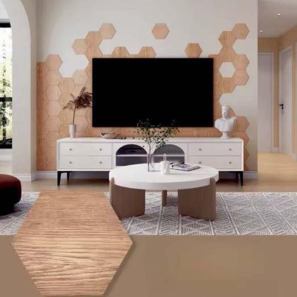 Obrazek z 10 sztuk samoprzylepnych paneli sześciokątnych - jasne drewno