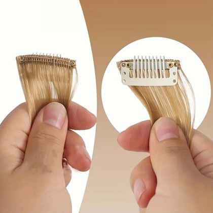 Obrazek z Dopinka na włosy z klipsem pasemka - ciemny blond