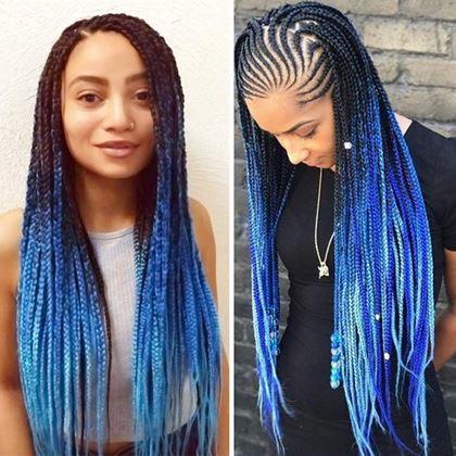 Obrazek z Włosy ombré clip-in - niebieski