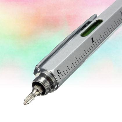 Obrazek z Wielofunkcyjny długopis 6w1: długopis, stylus, linijka, poziomica, 2x śrubokręt