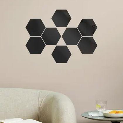 Obrazek z 10 sztuk samoprzylepnych paneli sześciokątnych - czarna mozaika