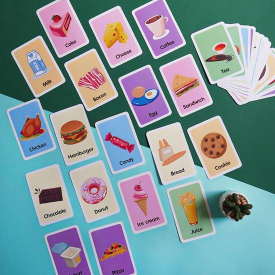 Obrazek z Zestaw 36 edukacyjnych fiszek w języku angielskim -  jedzenie i napoje