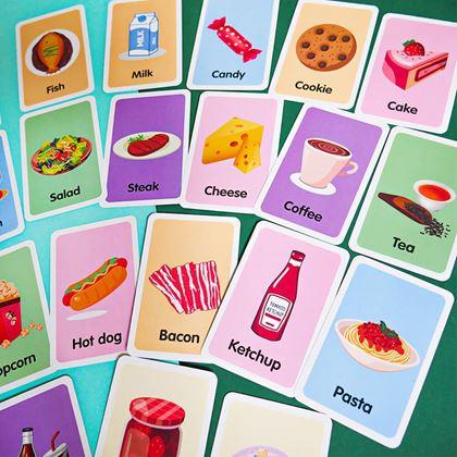Obrazek z Zestaw 36 edukacyjnych fiszek w języku angielskim -  jedzenie i napoje