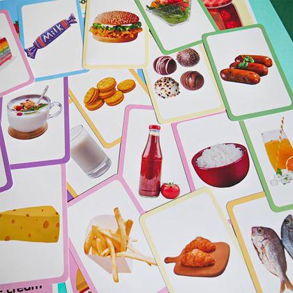 Obrazek z Zestaw 36 edukacyjnych fiszek w języku angielskim -  jedzenie i napoje