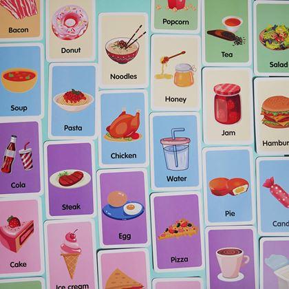 Obrazek z Zestaw 36 edukacyjnych fiszek w języku angielskim -  jedzenie i napoje