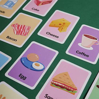 Obrazek z Zestaw 36 edukacyjnych fiszek w języku angielskim -  jedzenie i napoje