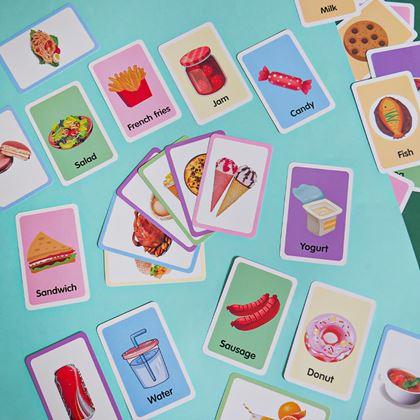 Obrazek z Zestaw 36 edukacyjnych fiszek w języku angielskim -  jedzenie i napoje