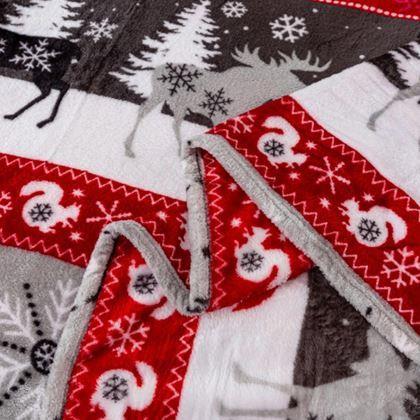 Obrazek z Świąteczny koc z mikrofibry leśne królestwo 150 x 200 cm