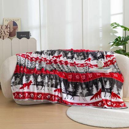 Obrazek z Świąteczny koc z mikrofibry leśne królestwo 150 x 200 cm