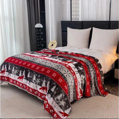 Obrazek z Świąteczny koc z mikrofibry leśne królestwo 150 x 200 cm