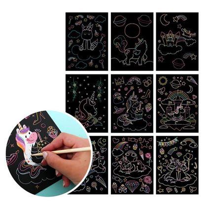 Obrazek z Obrazki do zdrapywania dla dzieci 9 szt.  -  jednorożce