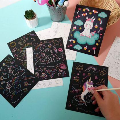 Obrazek z Obrazki do zdrapywania dla dzieci 9 szt.  -  jednorożce