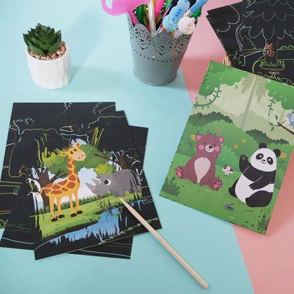 Obrazek z Obrazki do zdrapywania dla dzieci 9 szt.  -  zwierzątka