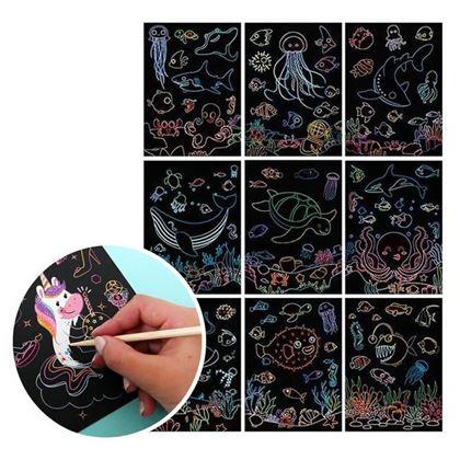 Obrazek z Obrazki do zdrapywania dla dzieci 9 szt.  -  morski świat