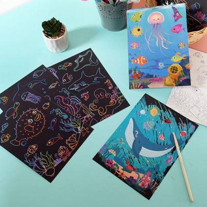 Obrazek z Obrazki do zdrapywania dla dzieci 9 szt.  -  morski świat