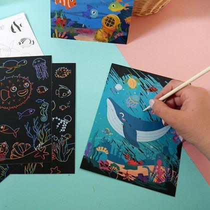 Obrazek z Obrazki do zdrapywania dla dzieci 9 szt.  -  morski świat