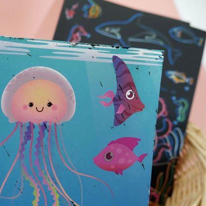 Obrazek z Obrazki do zdrapywania dla dzieci 9 szt.  -  morski świat