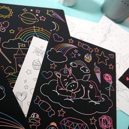 Obrazek z Obrazki do zdrapywania dla dzieci 9 szt.  -  jednorożce