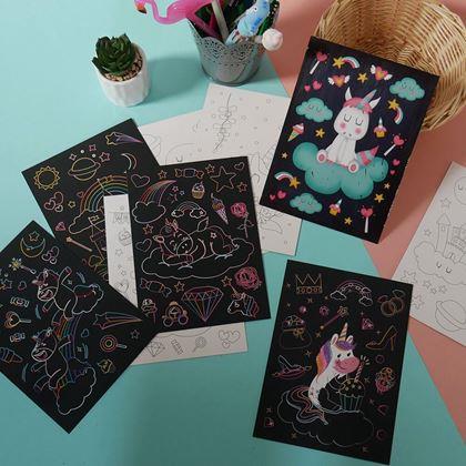 Obrazek z Obrazki do zdrapywania dla dzieci 9 szt.  -  jednorożce