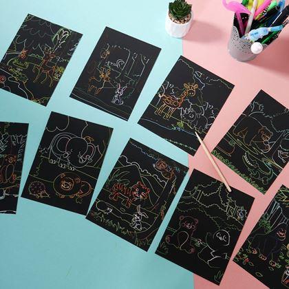 Obrazek z Obrazki do zdrapywania dla dzieci 9 szt.  -  zwierzątka