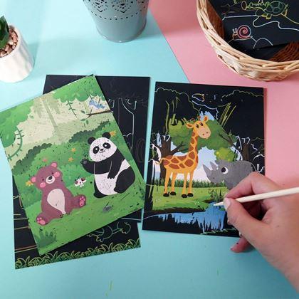 Obrazek z Obrazki do zdrapywania dla dzieci 9 szt.  -  zwierzątka