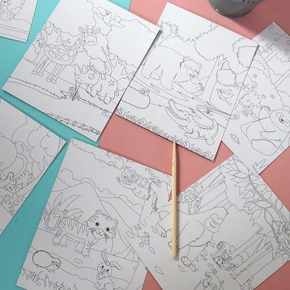 Obrazek z Obrazki do zdrapywania dla dzieci 9 szt.  -  zwierzątka