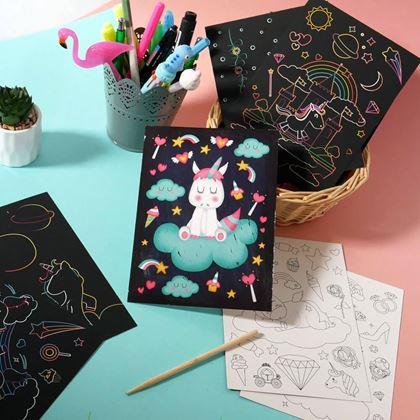 Obrazek z Obrazki do zdrapywania dla dzieci 9 szt.  -  jednorożce