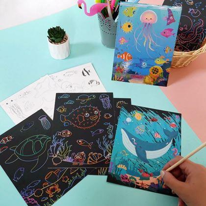 Obrazek z Obrazki do zdrapywania dla dzieci 9 szt.  -  morski świat