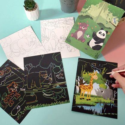 Obrazek z Obrazki do zdrapywania dla dzieci 9 szt.  -  zwierzątka