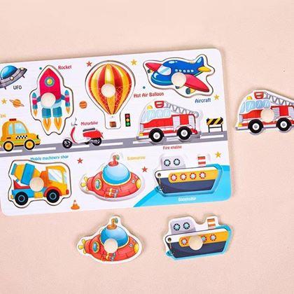 Obrazek z Drewniana układanka dla dzieci - środki transportu