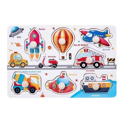 Obrazek z Drewniana układanka dla dzieci - środki transportu