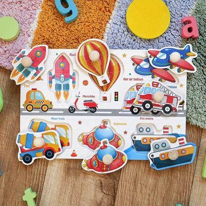 Obrazek z Drewniana układanka dla dzieci - środki transportu