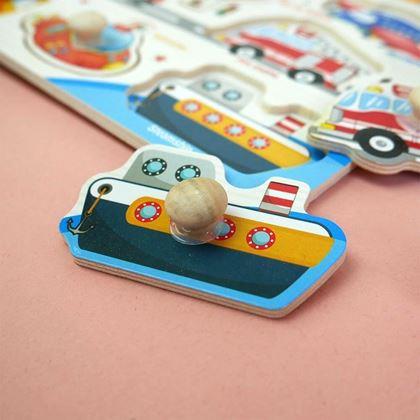 Obrazek z Drewniana układanka dla dzieci - środki transportu