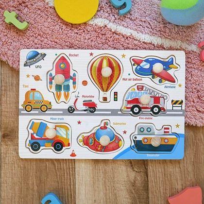 Obrazek z Drewniana układanka dla dzieci - środki transportu