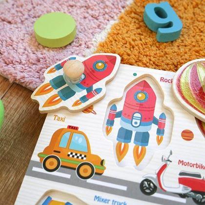 Obrazek z Drewniana układanka dla dzieci - środki transportu